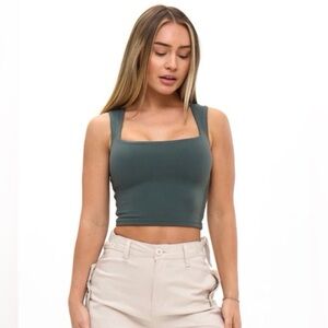 Buffbunny Dark Green Butter Crop Top Tank Small